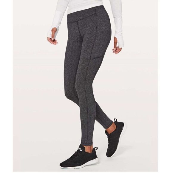 Lululemon Speed Up Tight 28" Power Luxtreme Variegated Knit Black Heather Size 6 - Picture 1 of 7